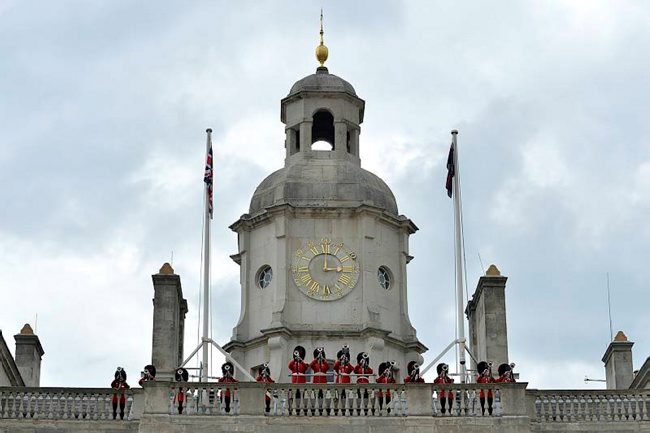 Band of the Irish Guards on the roof of Horse Guards